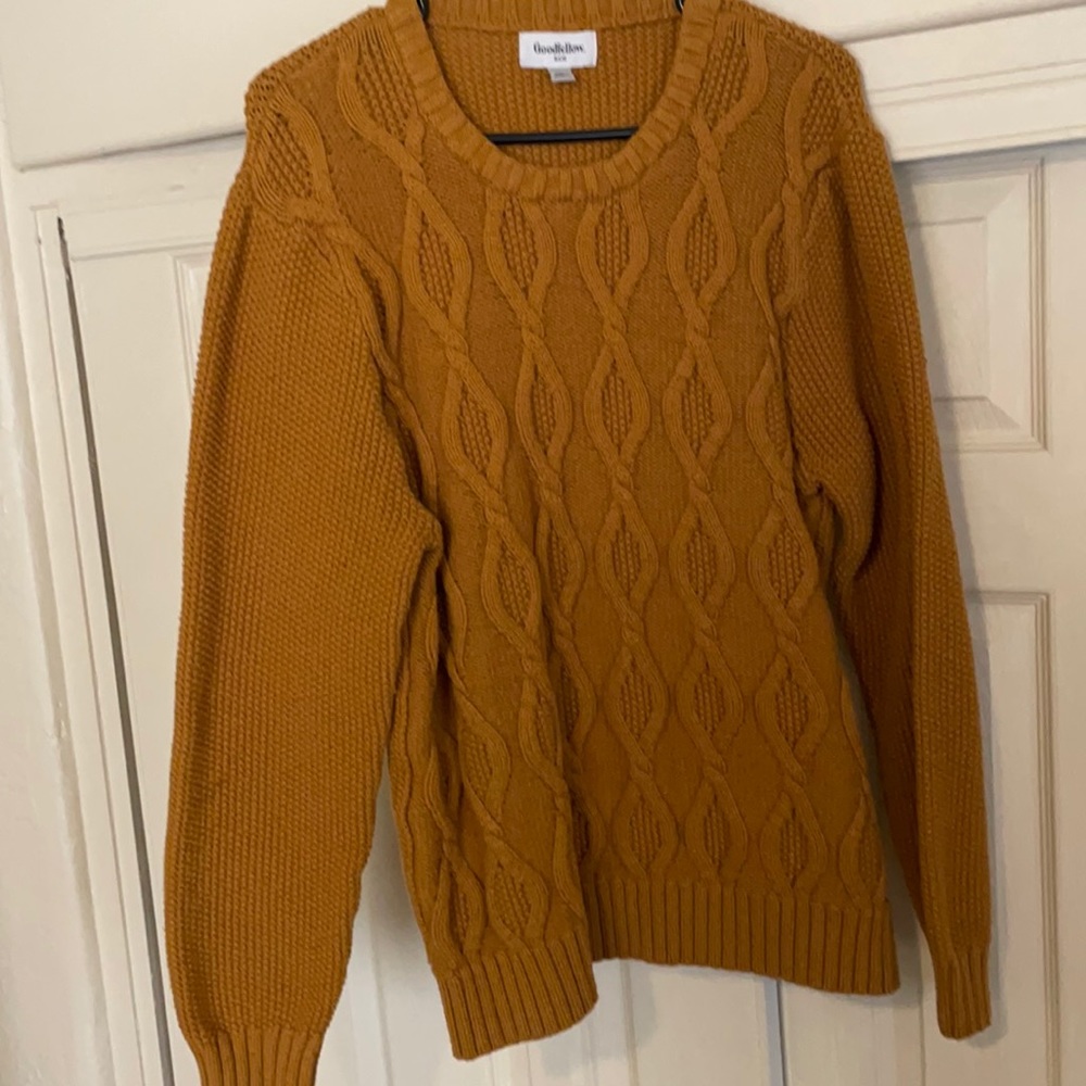 Mustard yellow cable knit sweater